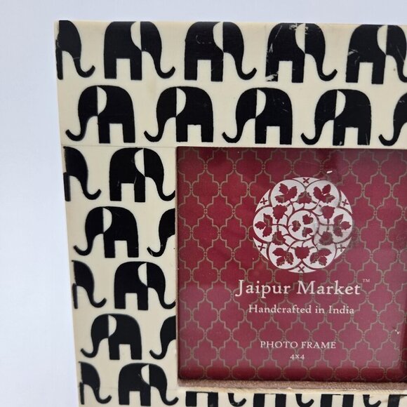 Jaipur Market Elephant Photo Frame 4x4 Black And White Abstract India 6.5 x 6.5 - Picture 6 of 10